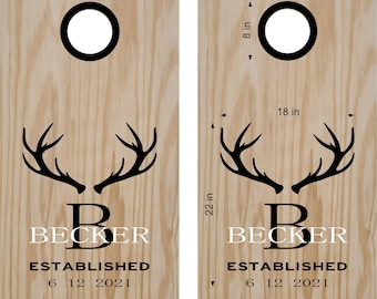 Antlers Cornhole Decals: Personalized Bean Bag Toss Rings, Vinyl Stickers