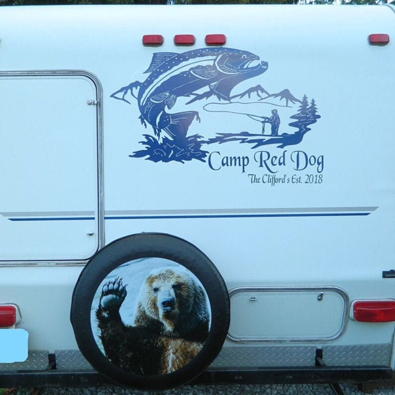 Palm Tree Lake RV Camper Decal Sticker Graphic Custom Text Etsy