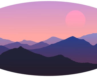 Purple Mountain Sunset RV Decal - Laminated Vinyl Graphic for Camper Travel Trailer Motorhome | StickerChef (MT17)