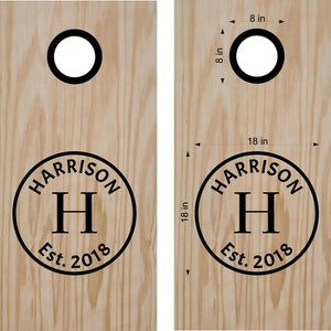 Family Name Cornhole Decals Established Date Stickers - Personalized Cornhole- Custom Cornhole Decals-Vinyl Stickers