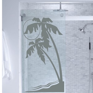Palm Tree Etched Glass Decal - Shower Door Sticker Privacy Window Film