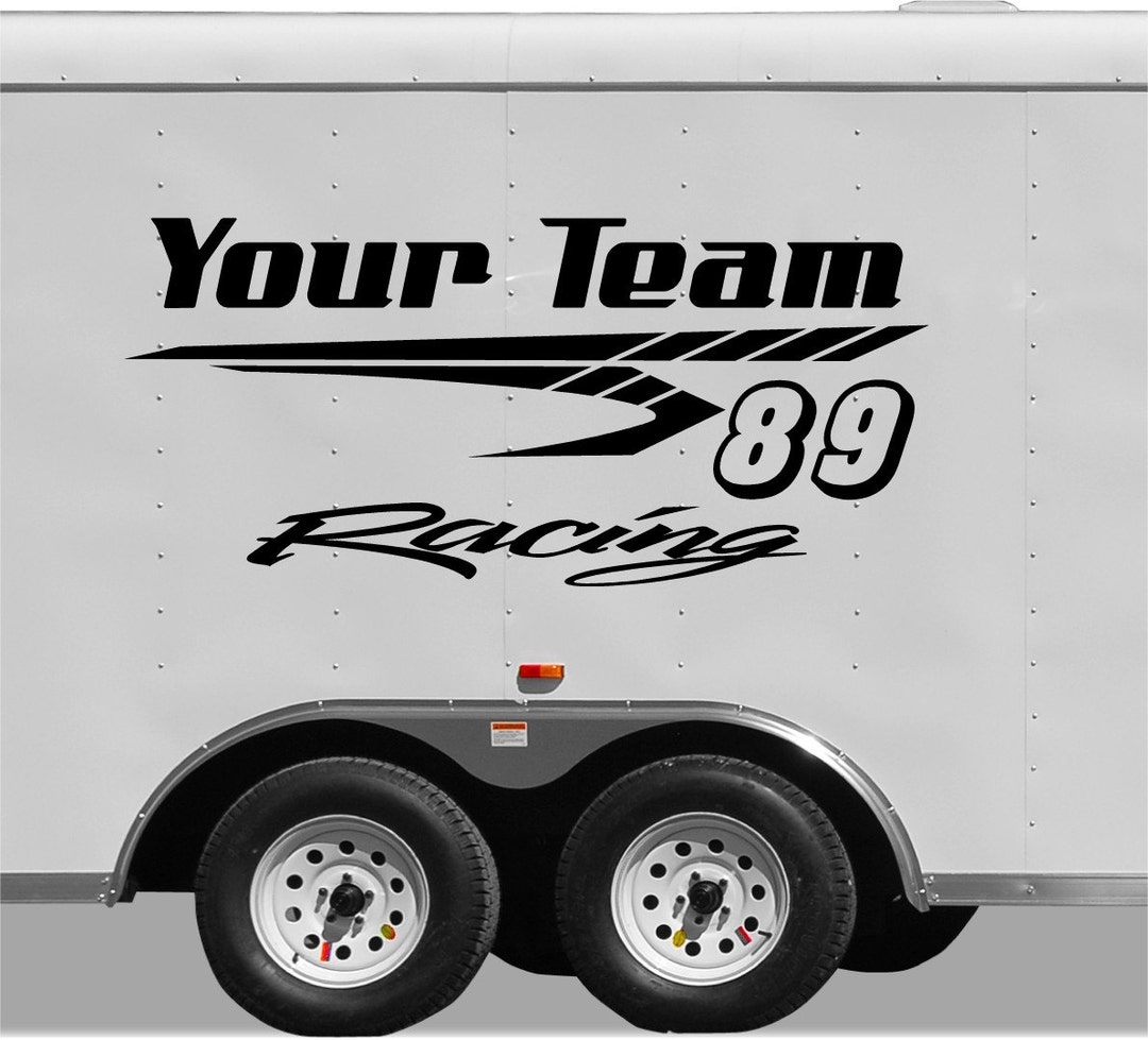 Racing Trailer Vinyl Decal: Custom Text & Font, 48