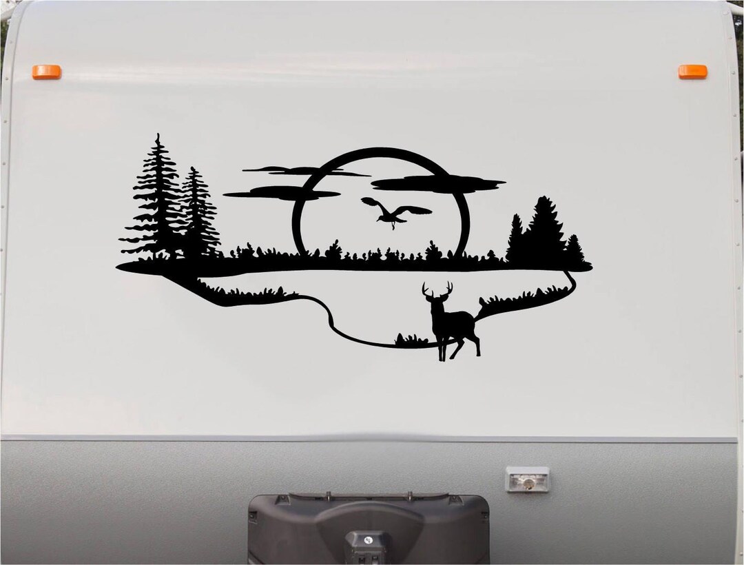 RV Camper Graphics Decals Stickers Mountain Scene Stripe Kit, Custom ...