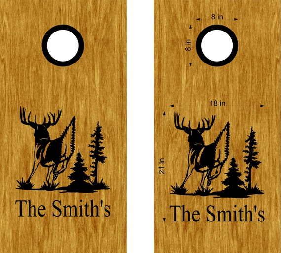 Bean bag toss game custom cornhole boards with bags Buck Deer Cornhole ...