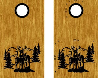 Cornhole Hunting Decals Mountains Moon Buck Doe for Outdoor Fun