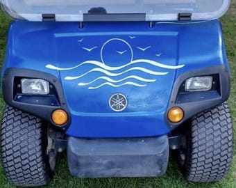 Sunset Waves Birds Golf Cart Dune Buggy Side by Side ATV Decals Stickers