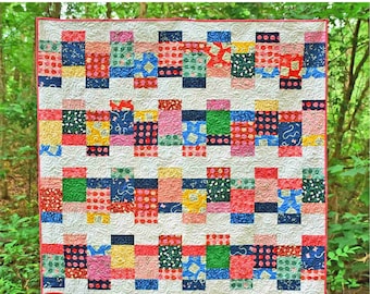 Beginner, Perfect Pattern for Pre-Cuts and Scraps, Looking Glass Quilt Pattern - Digital pdf - Baby, Toddler, Lap, Twin, and Queen Sizes