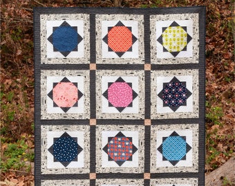 Gemstone - a Digital pdf Quilt Pattern - Lap/Throw, Twin, and Queen Sizes