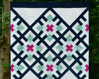 Lattice Vines - digital quilt pattern - a modern pattern - lap / throw size