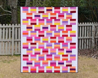 Wharf Street Digital pdf Quilt Pattern - Quilt Pattern for Jelly Rolls and Fat Quarters, Throw Size Quilt, Quilt Pattern for Beginners