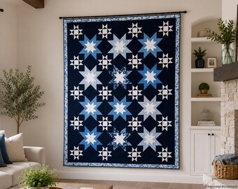 Supernova Digital pdf Quilt Pattern - Star Quilt Pattern for Fat Quarters - Lap and Twin Sizes - Quilts of Valor Quilt