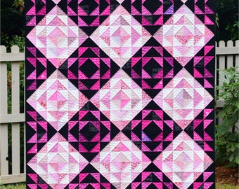 Reedy River Falls Quilt Pattern | Digital Pattern | Lap Throw Sized | Half Square Triangle Quilt