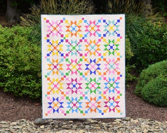 Scenic Waypoint Digital pdf Quilt Pattern - Quilt Pattern for Fat Quarters, Baby, Throw Size & Twin - Ohio Star and Irish Chain Modern Quilt