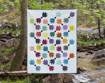 Fat Quarter Quilt Pattern - Digital pdf - Downloadable - Tea Leaves Pattern - Quilt Pattern for Scraps - Baby, Throw, Twin Queen Quilt