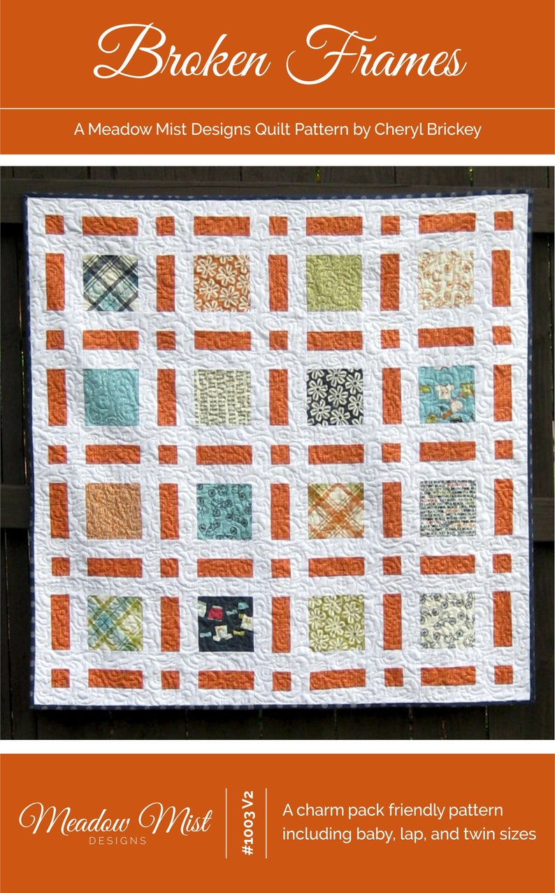 Broken Frames digital quilt pattern baby, lap, and twin sizes layer cake and charm pack friendly image 1