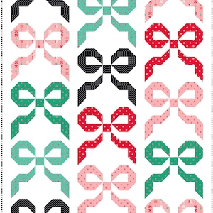 Festive Bows Digital pdf Quilt Pattern Charm Pack and Fat Quarter Quilt Pattern, Throw Size Quilt, Holiday and Christmas Quilt Pattern image 8