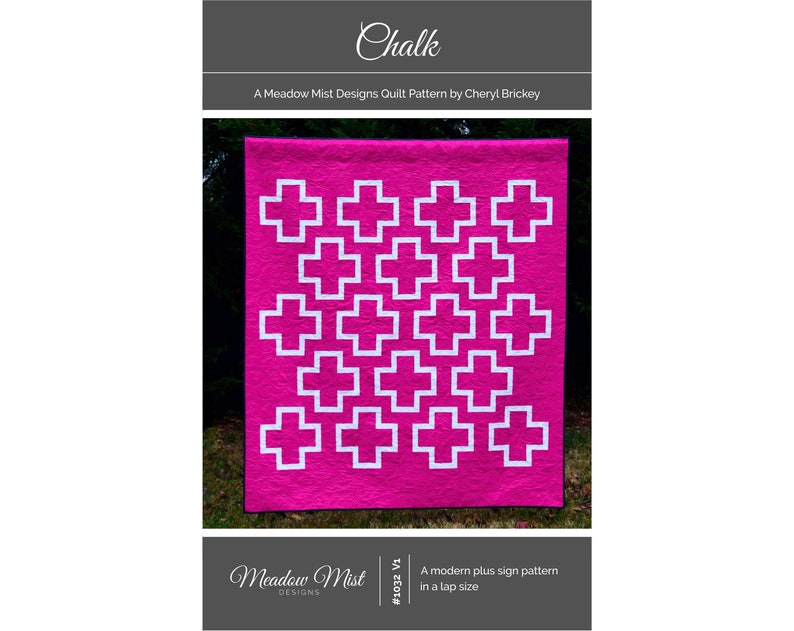 Chalk digital quilt pattern a modern plus sign quilt pattern lap / throw size image 1