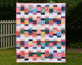 Beginner, Perfect Pattern for Pre-Cuts and Scraps, Looking Glass Quilt Pattern - Digital pdf - Baby, Toddler, Lap, Twin, and Queen Sizes