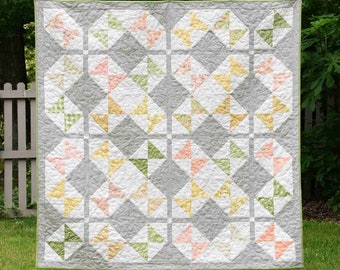 Willow Lily Quilt Pattern - Digital pdf - Pre-Cut Friendly Pattern for Charm Pack - Lap, Throw, and Twin Sizes