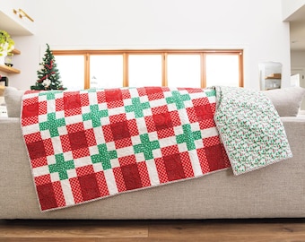 Plaid Plus Quilt Pattern - Digital pdf - Christmas, Holiday, and Winter Design - Throw Size Quilt