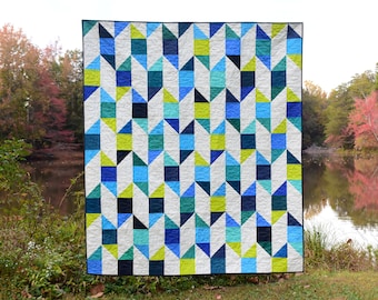 Board and Batten Quilt Pattern - Digital pdf - Pre-Cut Friendly, Charm Pack, Layer Cake, Fat Quarter - Baby, Throw, Twin, and Queen Sizes