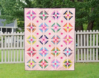 Hartwell Digital pdf Quilt Pattern - Quilt Pattern for Fat Quarters, 1/4 yards, and 1/2 yards.  Throw Size & Twin Size