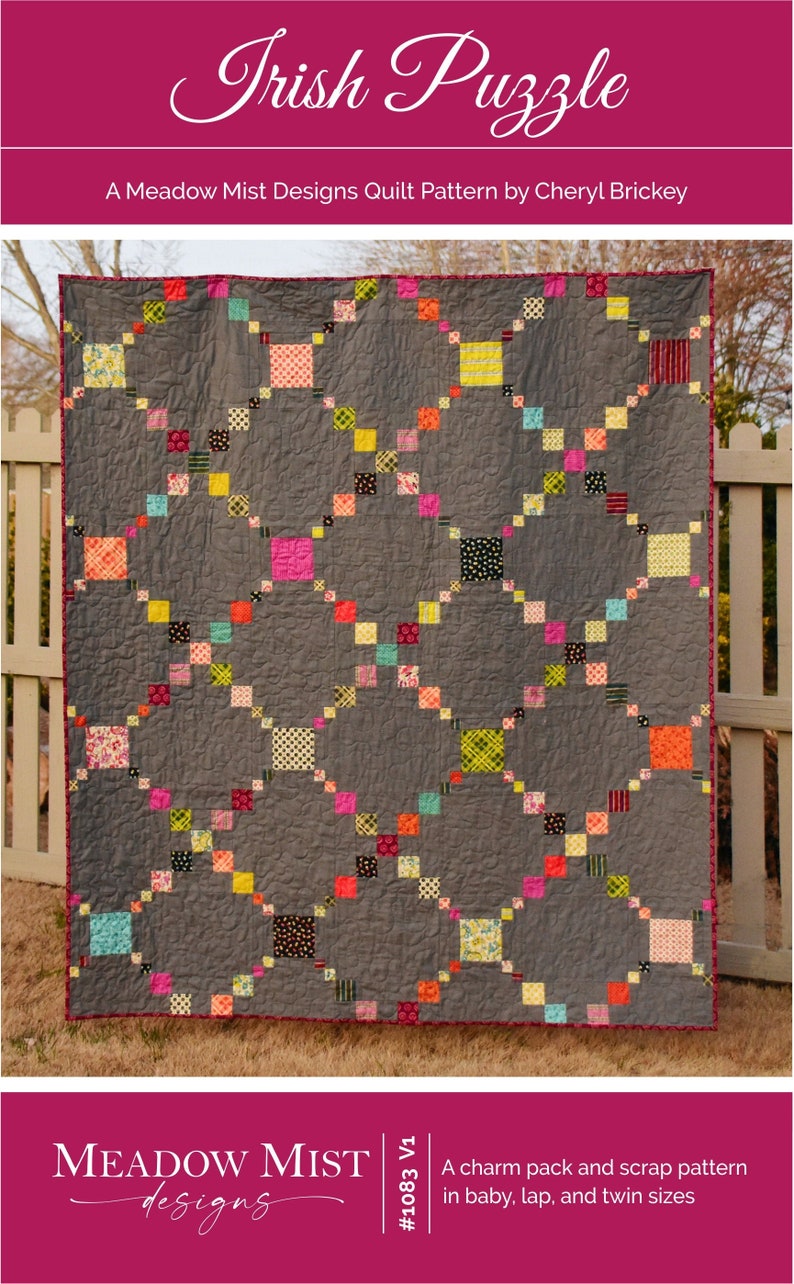 Irish Puzzle, digital quilt pattern in baby, lap, twin sizes. Charm pack and scrap friendly design. image 1