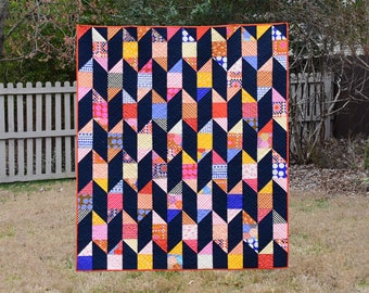 Board and Batten Quilt Pattern - Digital pdf - Pre-Cut Friendly, Charm Pack, Layer Cake, Fat Quarter - Baby, Throw, Twin, and Queen Sizes