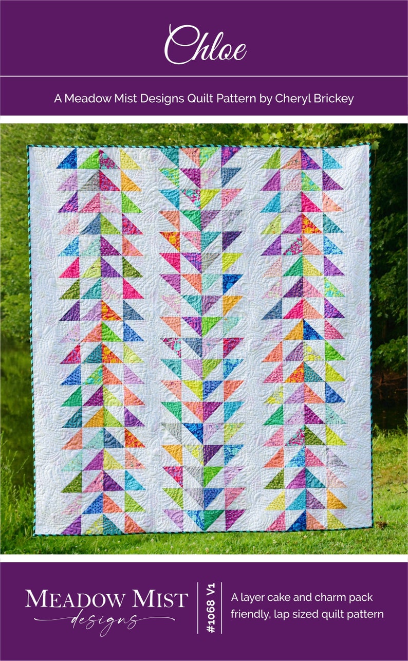 Chloe, digital quilt pattern in lap size. Charm pack and layer cake friendly design. image 1