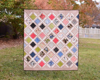 Woodshire Quilt Pattern – Charm Pack and Fat Quarter Friendly Throw Size (Digital PDF)