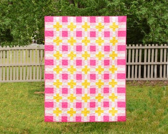 Plaid Plus Quilt Pattern - Digital pdf - Modern Design - Throw Size Quilt