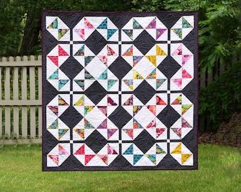 Willow Lily Quilt Pattern - Digital pdf - Pre-Cut Friendly Pattern for Charm Pack - Lap, Throw, and Twin Sizes