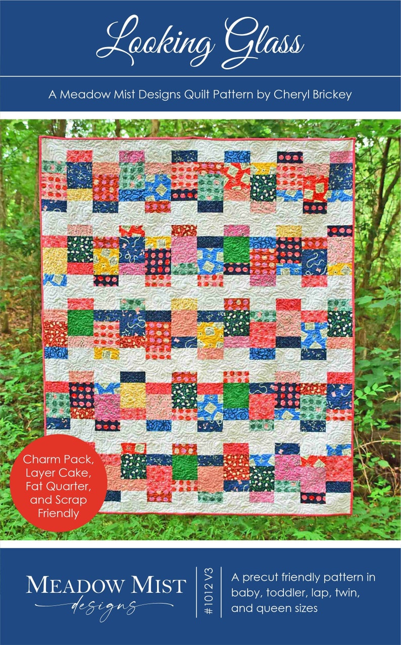 Beginner, Perfect Pattern for Pre-Cuts and Scraps, Looking Glass Quilt Pattern Digital pdf Baby, Toddler, Lap, Twin, and Queen Sizes image 1