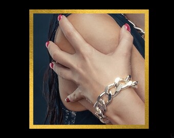 Chunky Chain Bracelet, Statement Oversized Bracelet, Punk Rock Chain Cuff, Hip Hop, Chunky Jewelry, LUX
