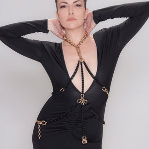 Luxury Body Chain Necklace, Chain Bralette, Body Necklace Dress, Futuristic Clothing Cosplay, Showgirl Costume, CLEOPATRA