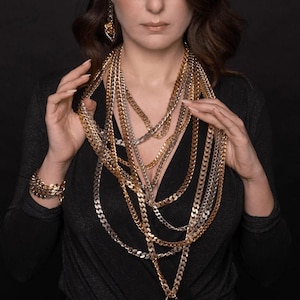 PREORDER Statement Multi Chain Necklace, Layered Necklace, Chain Bralette, Cascade Multistrand Party Necklace, LATE NIGHT Necklace