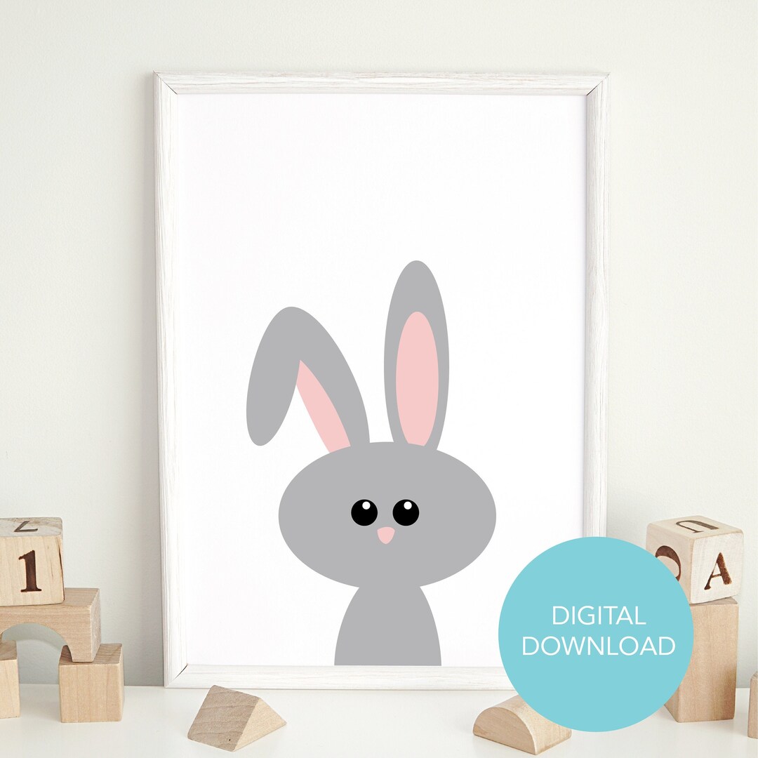 Bunny Rabbit Nursery Wall Art Print Animal Kids Nursery Etsy