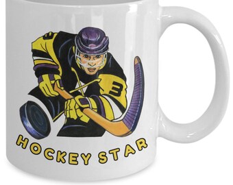 Hockey Estrella Taza de Café, Hockey Mamá Taza, Hockey Fan Taza, Gran Regalo para papá, Regalo para mamá, Regalo para Hijo o Hija Hockey Player