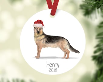 German Shepherd Ornament, personalized dog ornament, personalized german shepherd ornament, german shepherd owner gift, police dog ornament