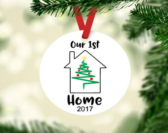 Our First Home ornament, 1st christmas ornament, new nome ornament, our new home keepsake ornament, housewarming gift, newlywed ornament