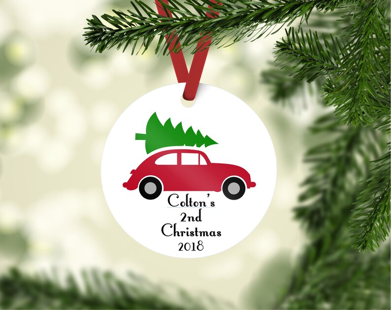 red car personalized ornament Keepsake Ornament 2nd year ornamnet car ornament 2nd Christmas Ornament kids ornament second Christmas