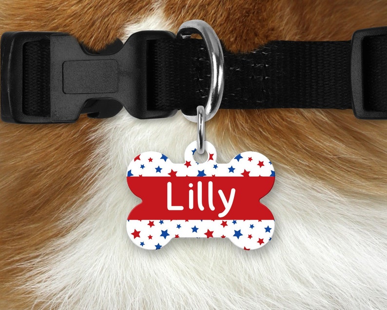 personalized dog tag 4th of July dog tag Patriotic Pet Id Tag dog bone shaped tag fourth of July dog tag Flag Pet ID Tag