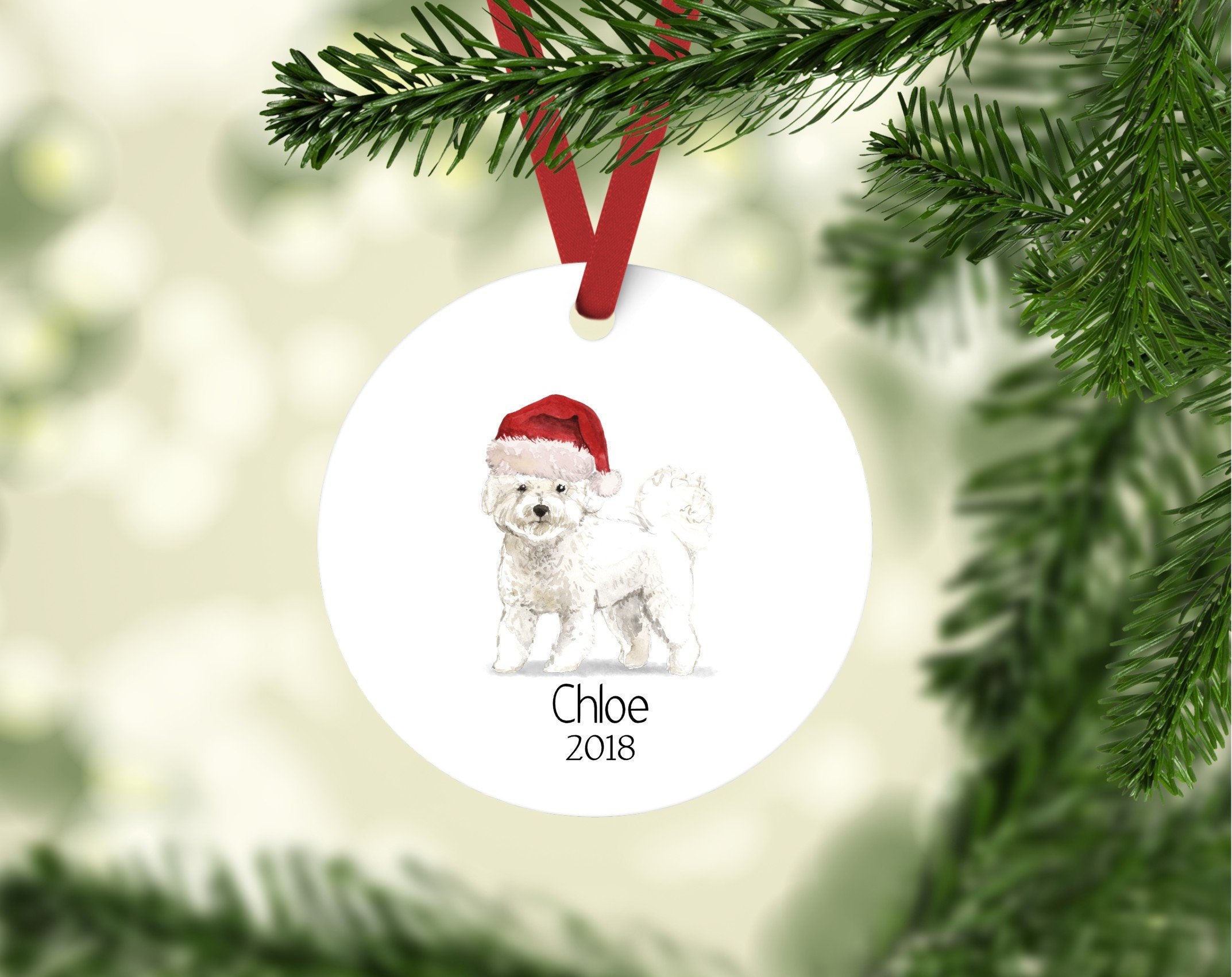 Bichon Frise Christmas Ornament Personalized Dog Memorial Gift Bichon Frise Christmas Ornament Personalized Dog Memorial Gift