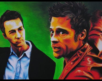 cluB - art prints from an original eightangrybears painting (Ed Norton/Brad Pitt from Fight Club)