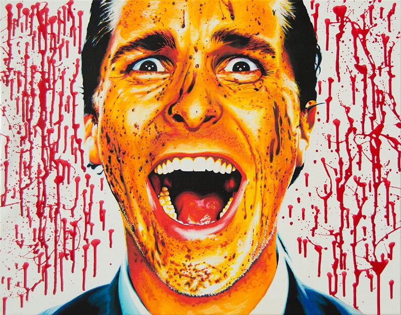 batemAn art prints from an original eightangrybears painting Christian Bale from American Psycho image 1