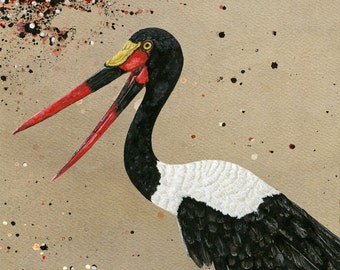 Saddle-billed Stork Quinn Art Print. Sand Edition
