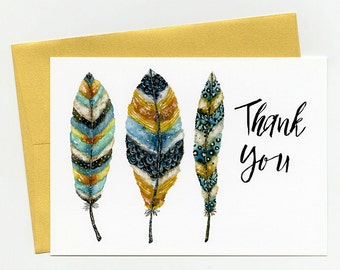 Thank You Card. Midnight Feather Trio