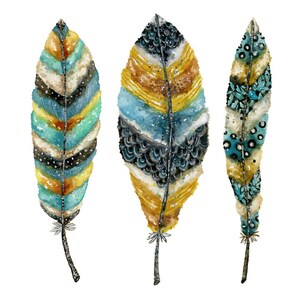 Midnight Feather Trio Art Print image 1