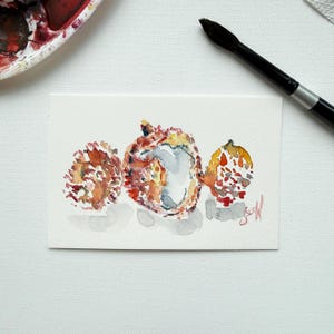 Vibrant Lychee Fruit Watercolor Painting, 4x6 Original Kitchen Wall Art, Bright Food Decor Artwork