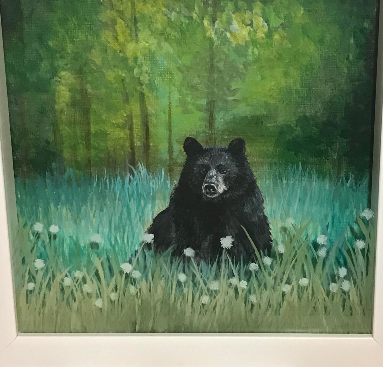 Black Bear Acrylic Painting painted on canvas paper in white Etsy